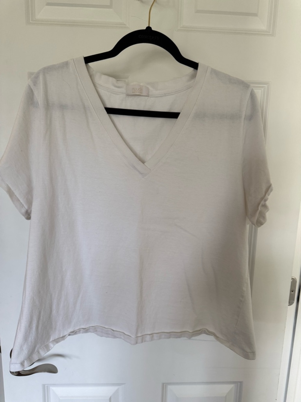 nuuds White V-Neck Short Sleeve Tee